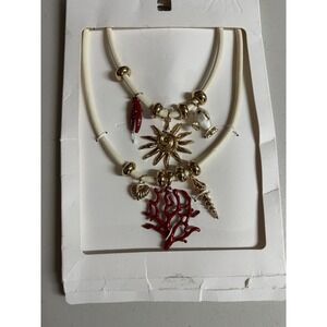 Zara Beach Necklace Vacation Resort Bohemian Nautical Coral Fish Sun Shell 2